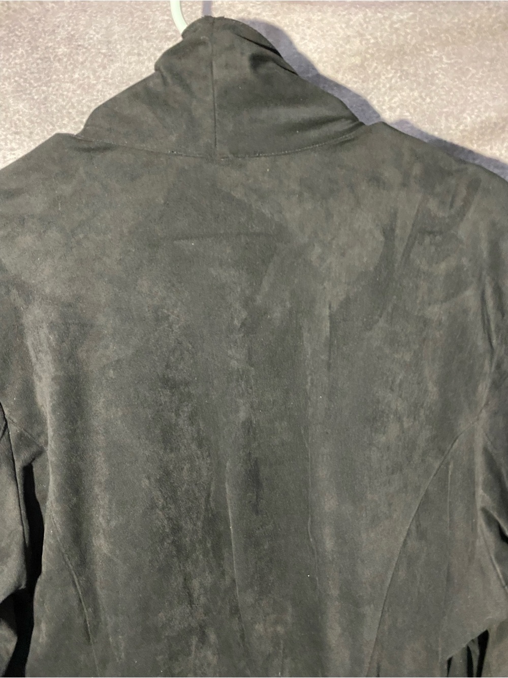Catherine Malandrino Black Faux Leather Open Front Draped Jacket Size 2X - Picture 6 of 9